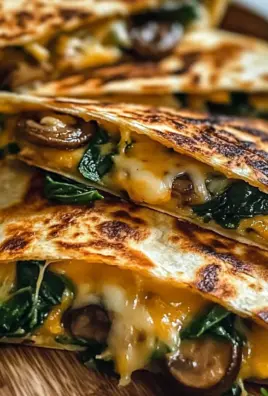 Baked Spinach Mushroom Quesadillas