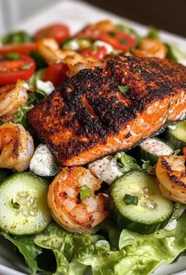Blackened Salmon & Shrimp Salad