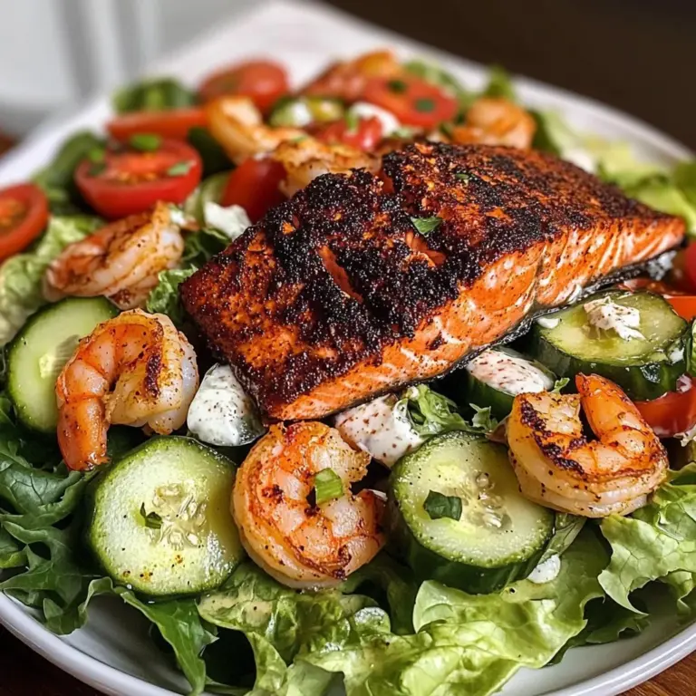 Blackened Salmon & Shrimp Salad