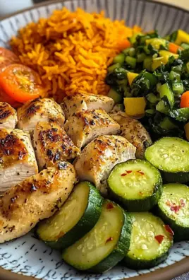 Colorful Chicken Veggie Plate with Carrot Rice & Salad