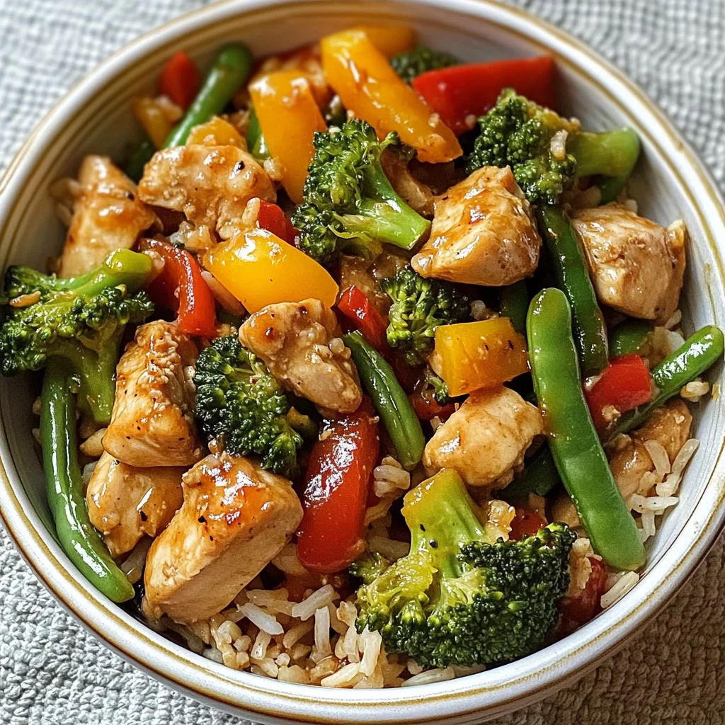 Colorful Chicken & Veggie Stir-Fry with Rice