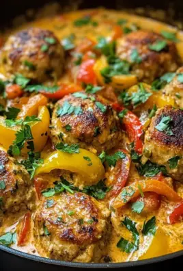 Creamy Bell Pepper Chicken Meatballs