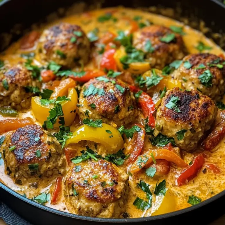 Creamy Bell Pepper Chicken Meatballs