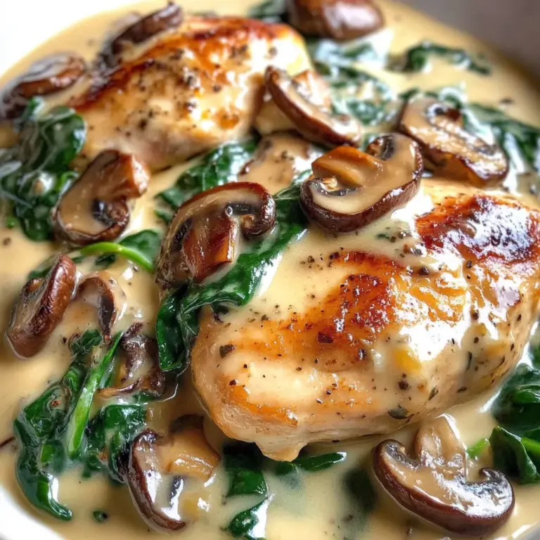 Creamy Chicken with Spinach and Mushrooms