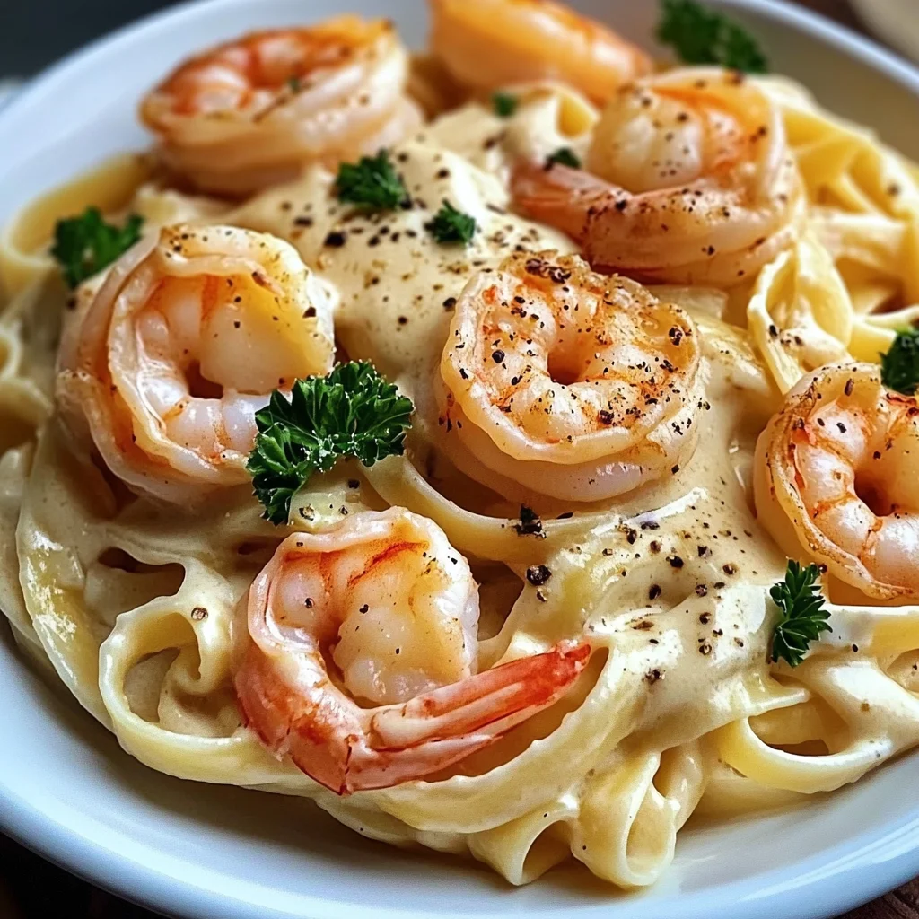Creamy Garlic Shrimp Alfredo Pasta