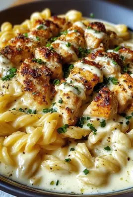 Creamy Mozzarella Alfredo with Garlic Chicken Twisted Pasta