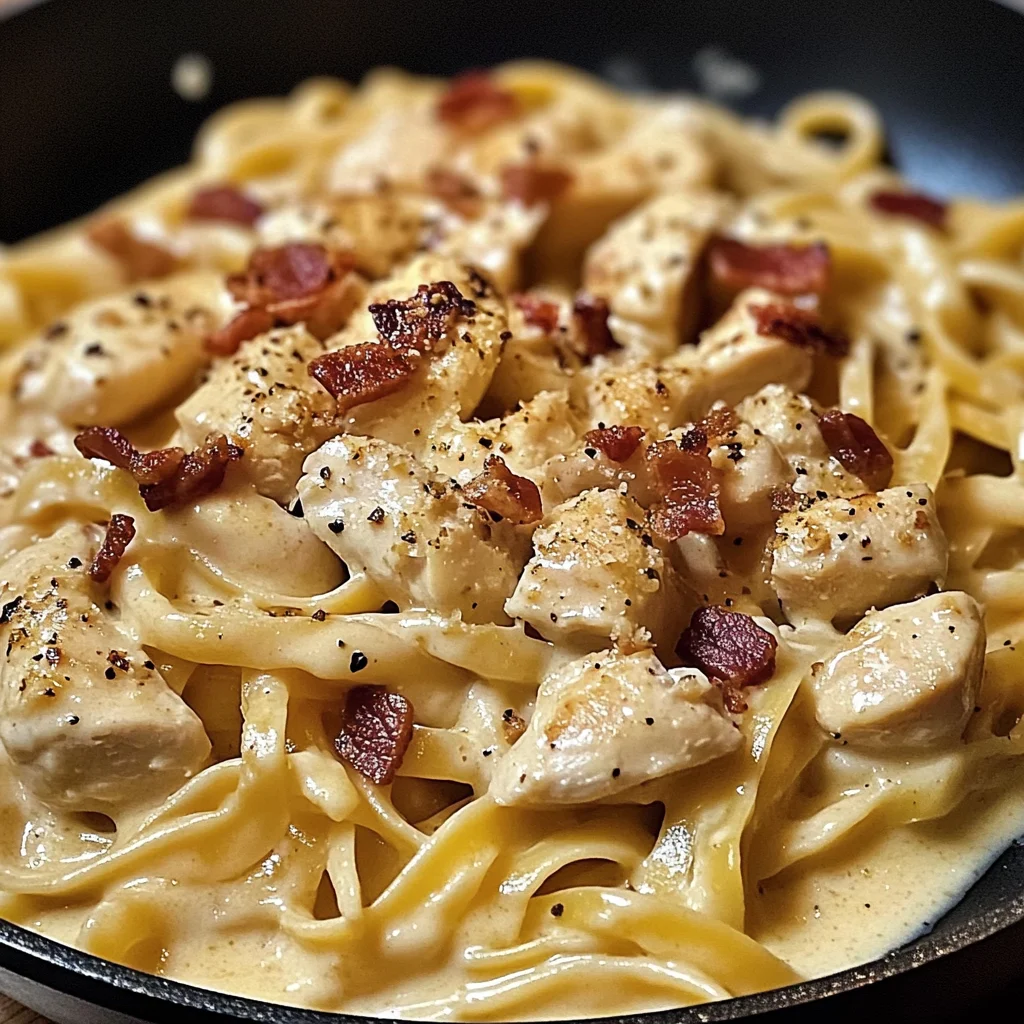 Creamy Skillet Chicken Carbonara with Bacon