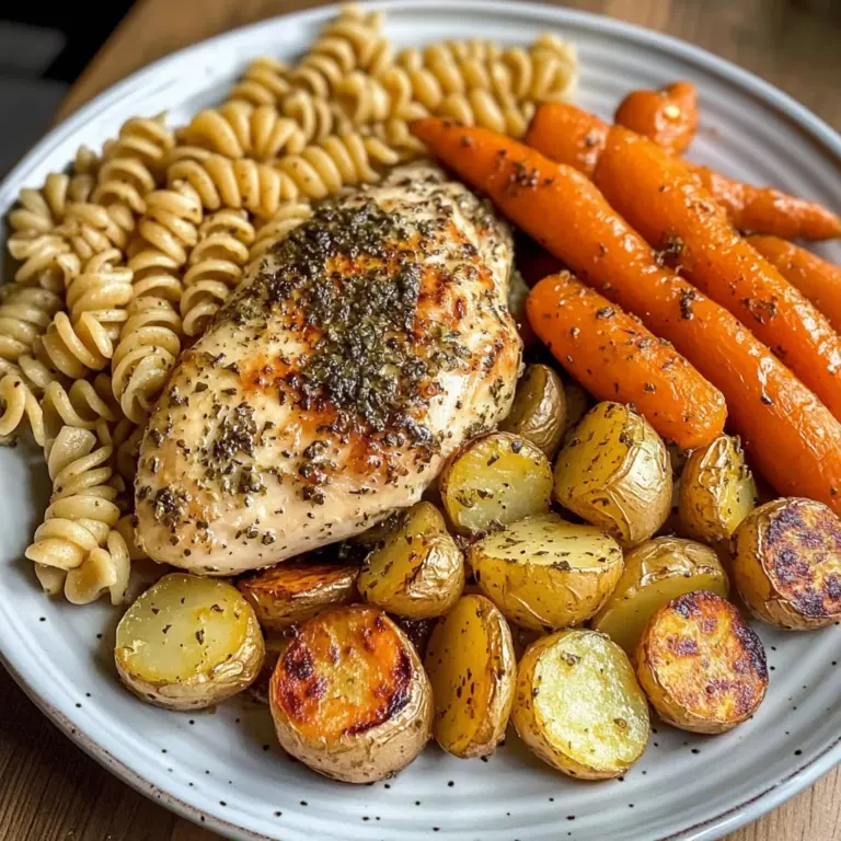 Garlic-Herb Chicken with Roasted Veggies & Creamy Rotini