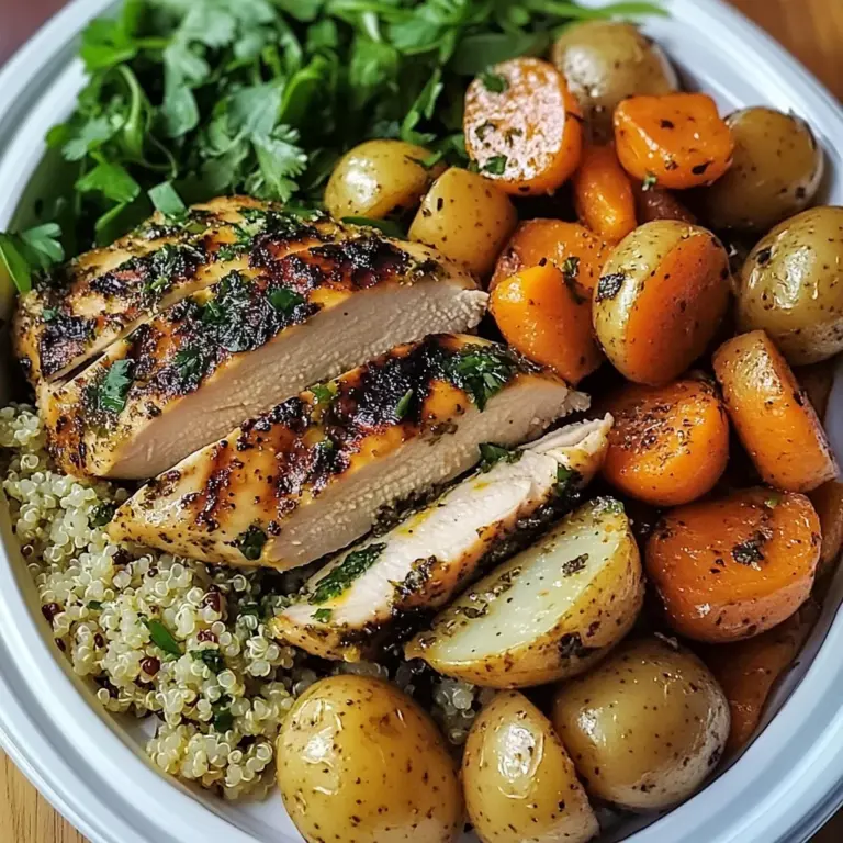 Herb Grilled Chicken with Roasted Potatoes, Carrots & Quinoa