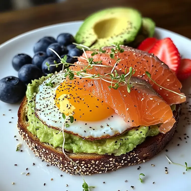Smoked Salmon & Avocado Breakfast Toast with Fresh Fruit
