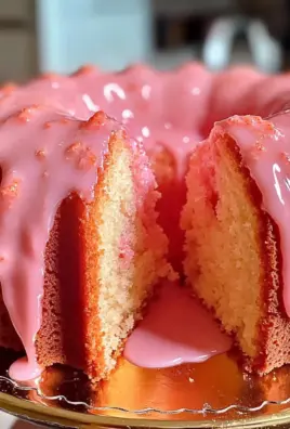Strawberry Buttermilk Pound Cake with Pink Glaze