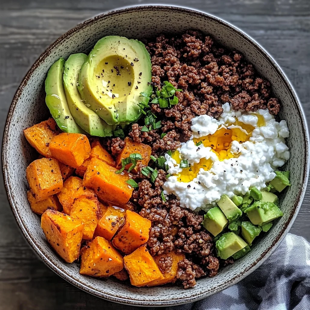 Sweet Potato, Beef & Avocado Protein Bowl