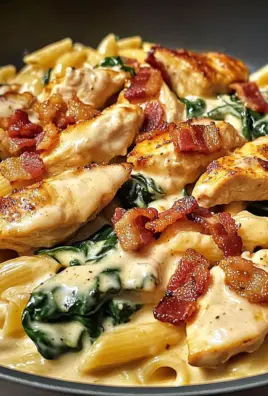 Zesty Honey BBQ Chicken Pasta with Creamy Bacon & Spinach