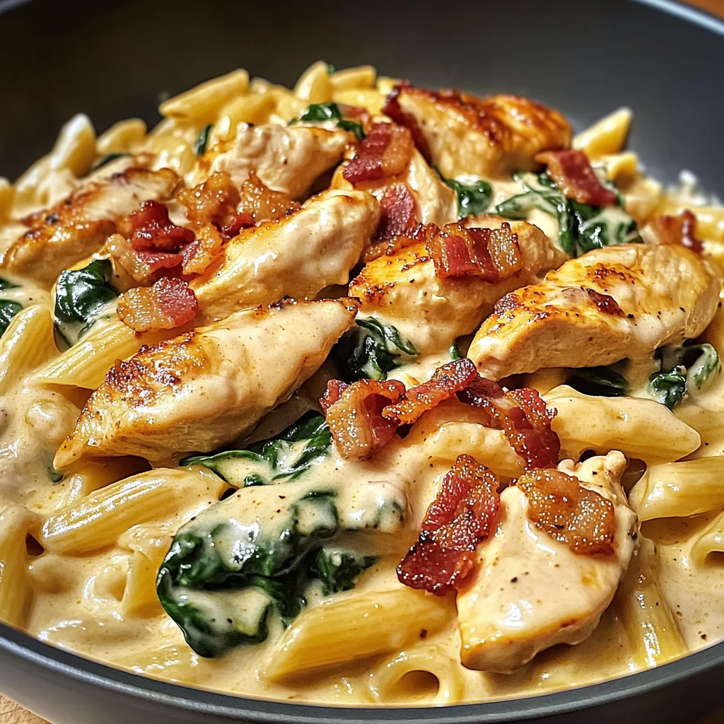 Zesty Honey BBQ Chicken Pasta with Creamy Bacon & Spinach