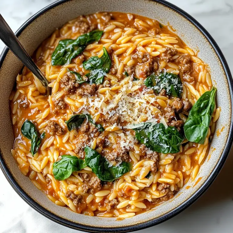 Hearty Ground Beef Orzo with Tomato Cream Sauce