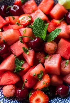Watermelon Fruit Salad with Lime Mint Dressing