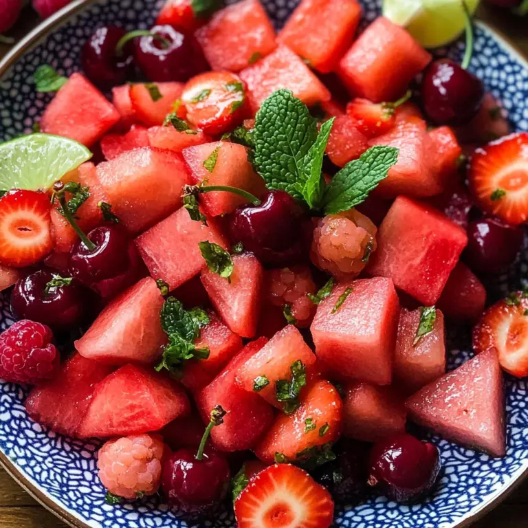 Watermelon Fruit Salad with Lime Mint Dressing