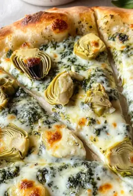 artichoke pizza with spinach parmesan cream sauce