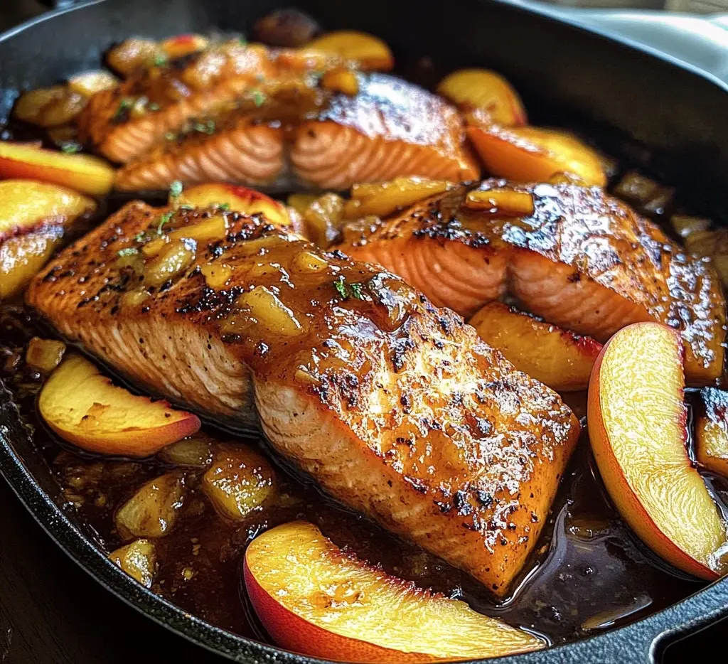 Bourbon Peach Roasted Salmon