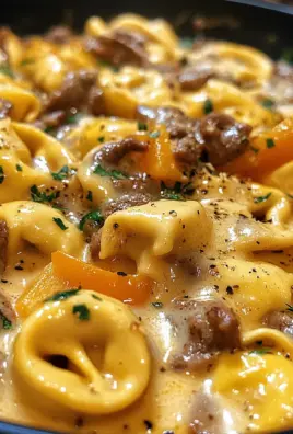 Cheesesteak Tortellini in Creamy Provolone Sauce