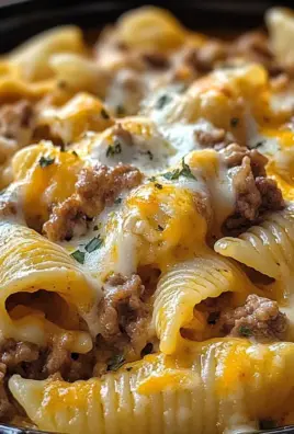 Crockpot Cheesy Ranch Beef Pasta Shells