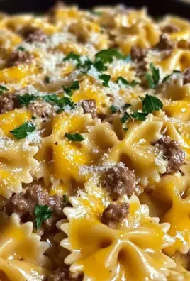 Garlic Butter Beef & Cheesy Bowtie Pasta