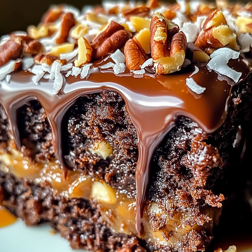 German Chocolate Poke Cake