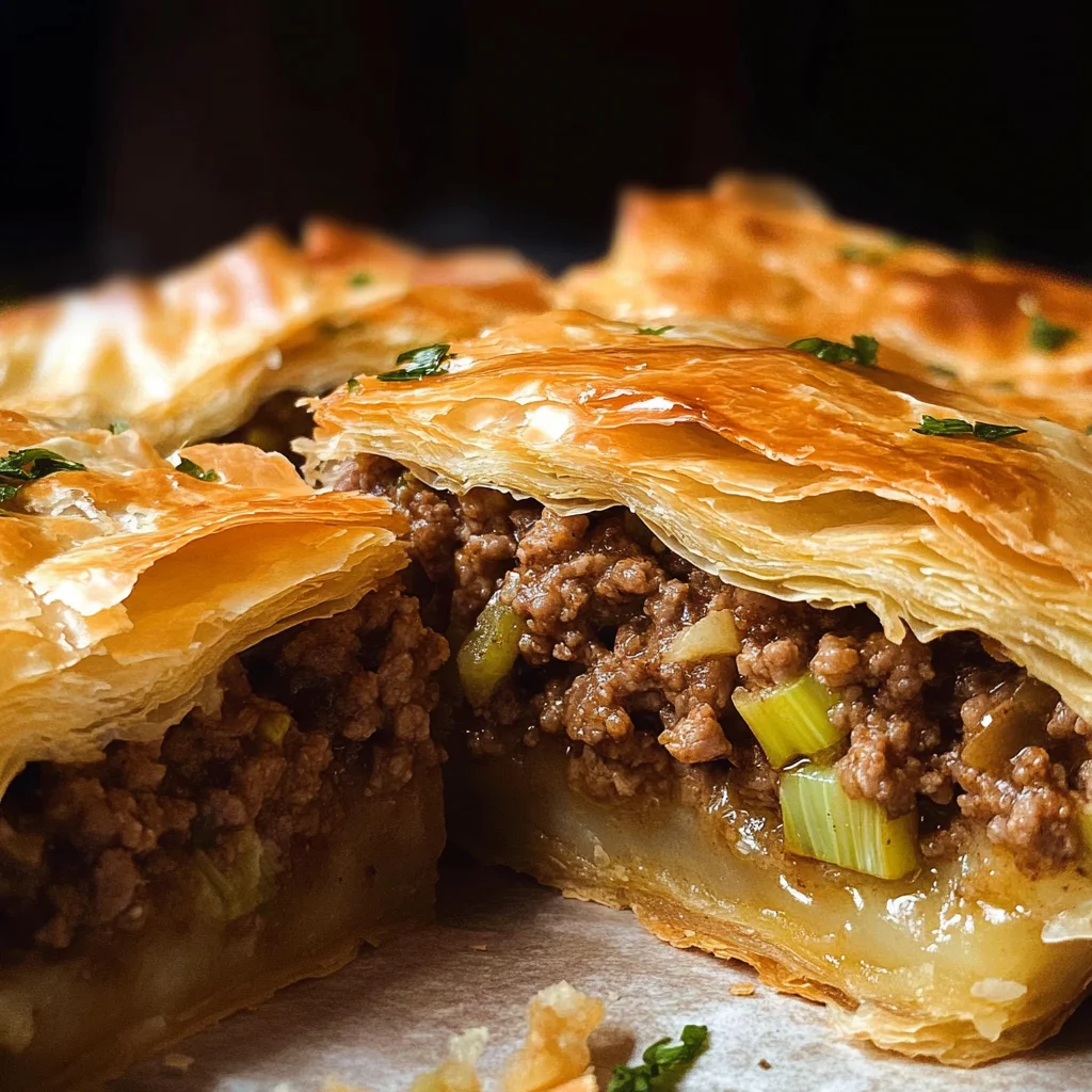 Greek Phyllo Meat Pie (Kimadopita)