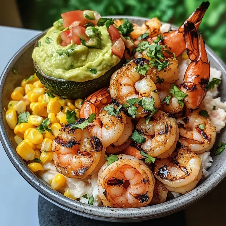 Grilled Shrimp Bowl with Avocado, Corn Salsa & Creamy Sauce Awaits You!