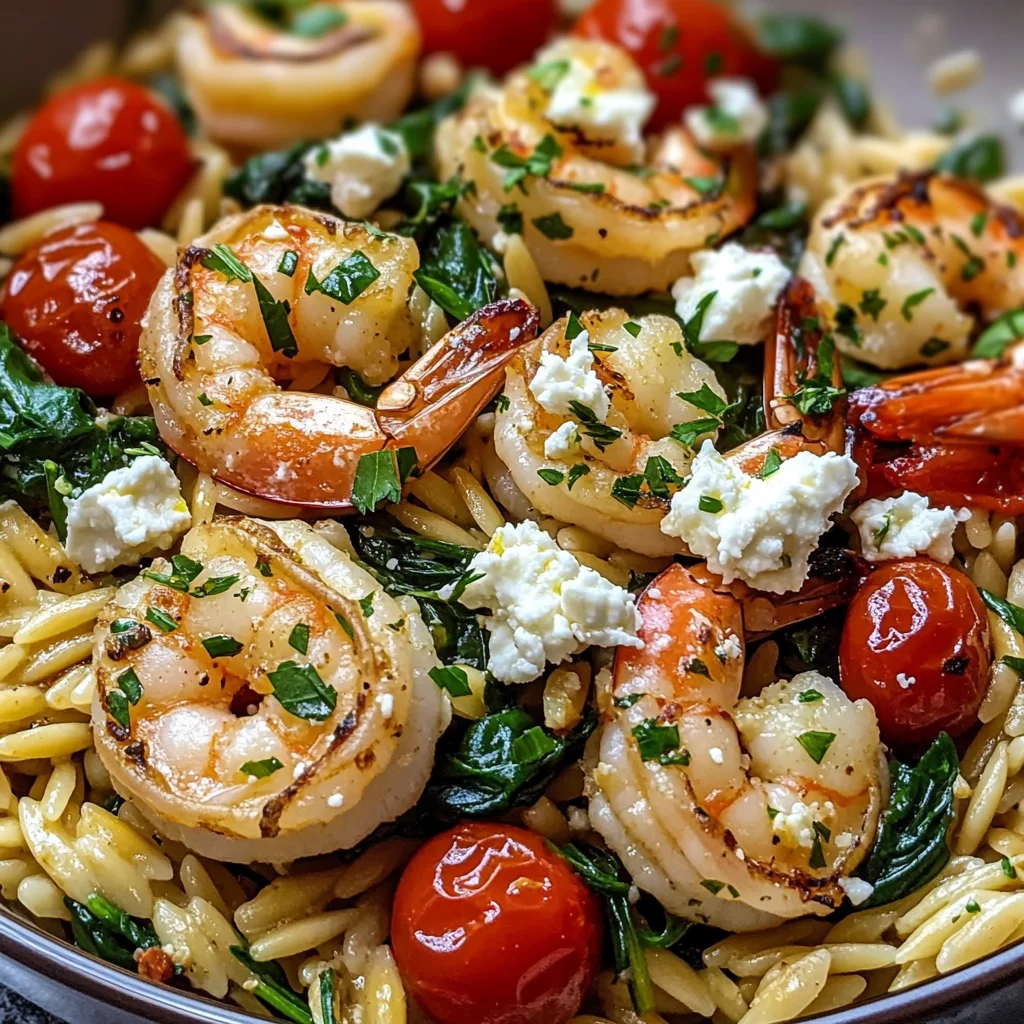 Lemon Feta Orzo Shrimp