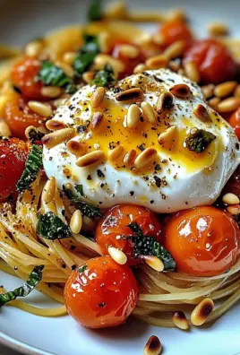 Pâtes au Soleil: Burrata, Tomates Confites et Pignons