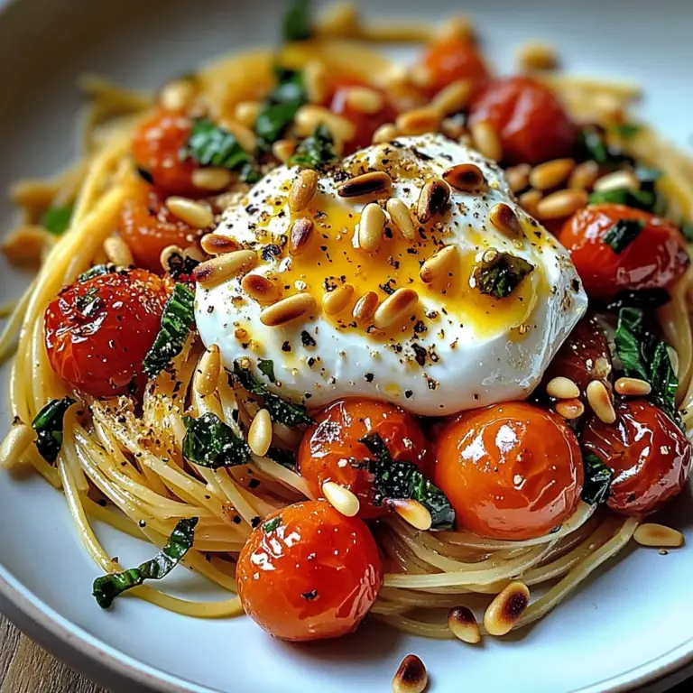 Pâtes au Soleil: Burrata, Tomates Confites et Pignons