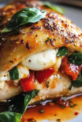 Roasted Red Pepper Mozzarella Stuffed Chicken