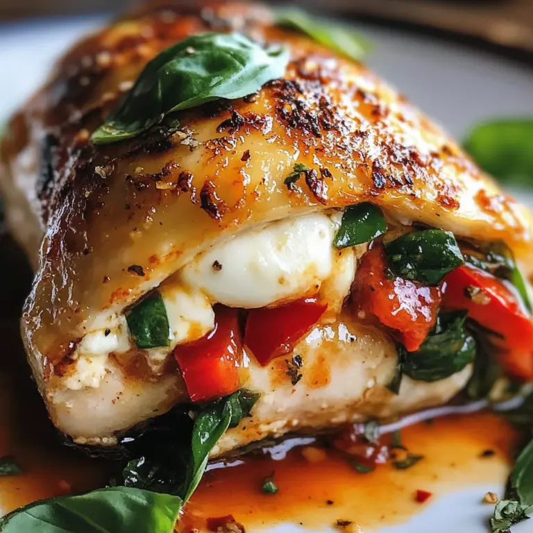 Roasted Red Pepper Mozzarella Stuffed Chicken