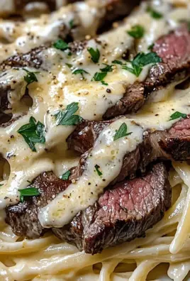 Savory Steak Gorgonzola Alfredo with Creamy Parmesan Sauce