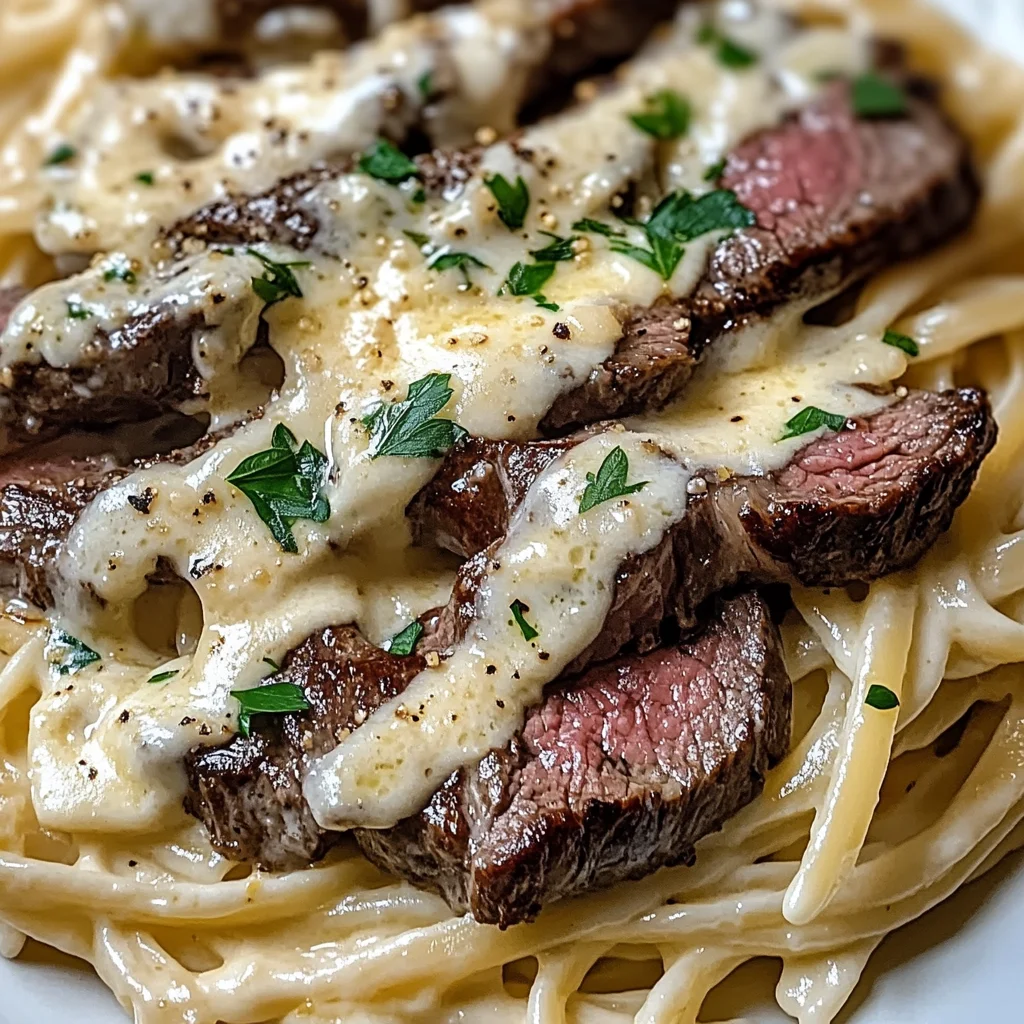 Savory Steak Gorgonzola Alfredo with Creamy Parmesan Sauce