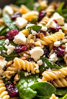 Spinach Pasta Salad with Feta and Cranberries
