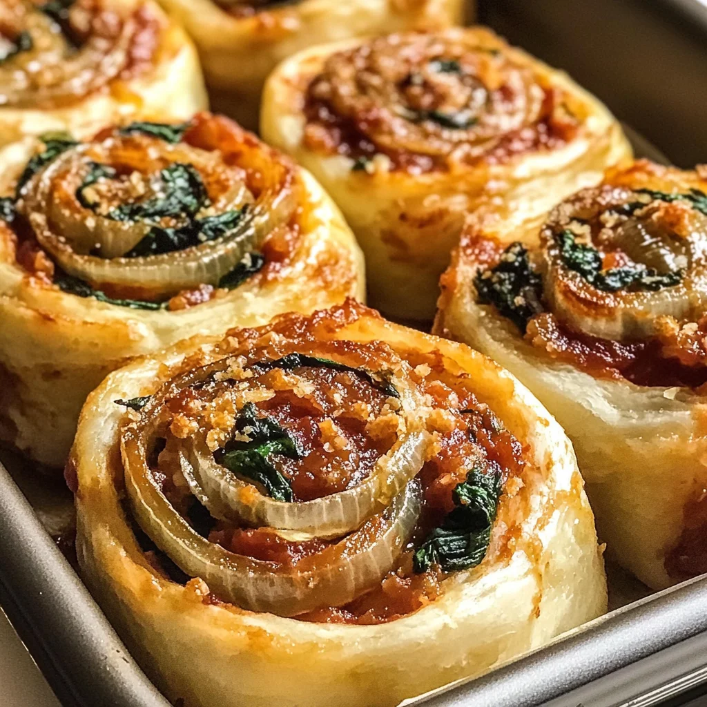 Vegan Caramelized Onion & Spinach Pizza Rolls