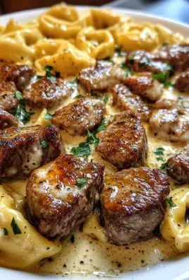 Cheesy Cajun Beef Tortellini in Creamy Garlic Alfredo