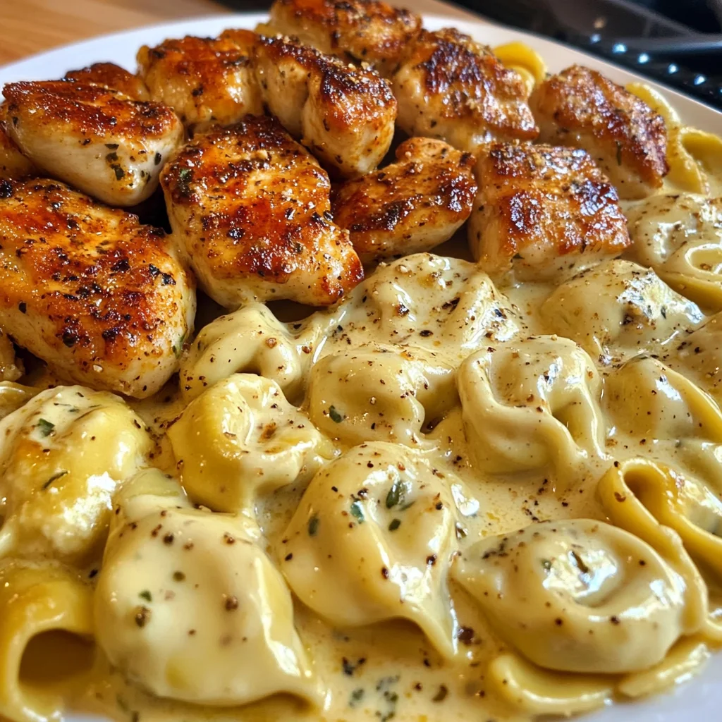 Cheesy Garlic Cajun Chicken Tortellini with Velveeta Cream Sauce