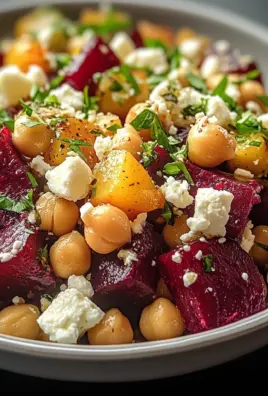 Chickpea, Beet & Feta Salad with Lemon-Garlic Vinaigrette