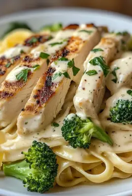 Creamy Chicken Alfredo Fettuccine with Broccoli