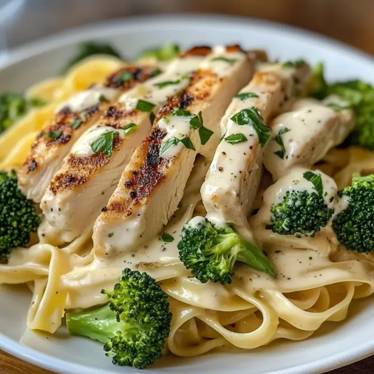 Creamy Chicken Alfredo Fettuccine with Broccoli