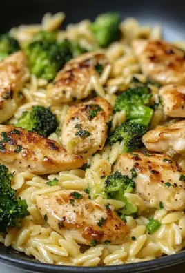 Creamy Garlic Parmesan Orzo with Chicken & Broccoli