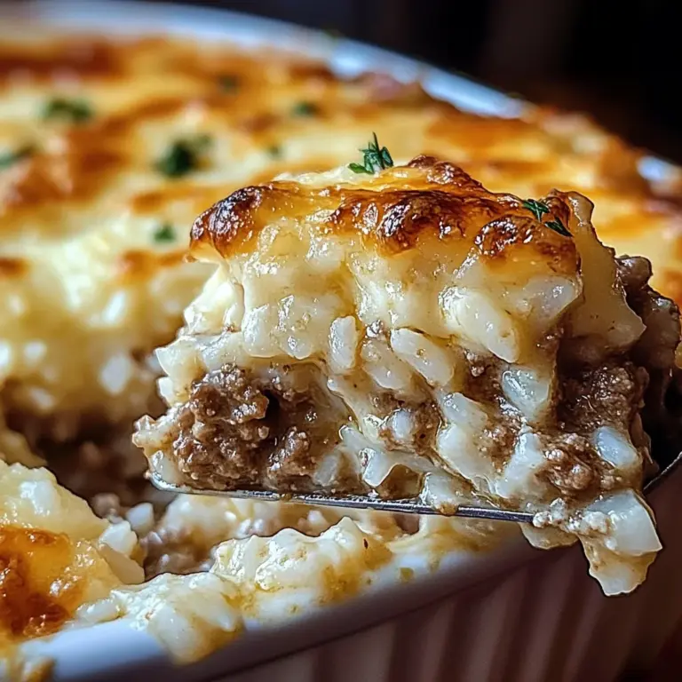 French Onion Ground Beef and Rice Casserole