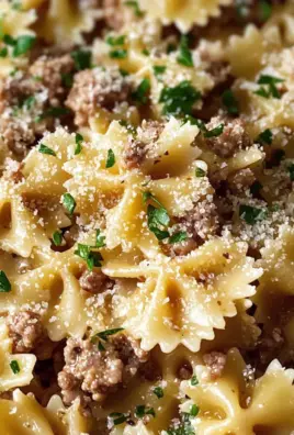 Garlic Butter Bowtie Pasta with Ground Beef Recipe
