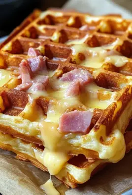 Gaufres croustillantes au jambon et au fromage