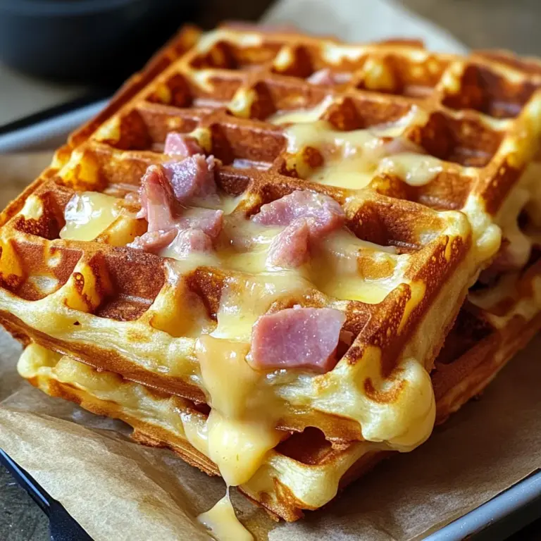 Gaufres croustillantes au jambon et au fromage