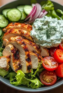 Greek Chicken Salad Bowl with Tzatziki