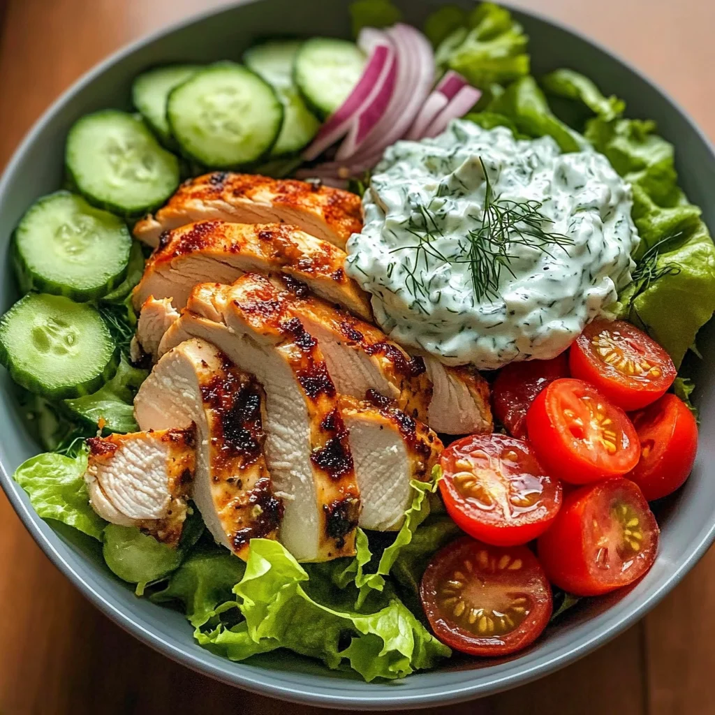 Greek Chicken Salad Bowl with Tzatziki